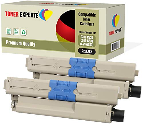 TONER EXPERTE 2er Pack Schwarz Premium Toner kompatibel zu 44469803 für Oki C310dn C330dn C331dn C510dn C511dn C530dn C531dn MC351 MC361 MC361dn MC362dn MC561dn MC562dn MC562w von TONER EXPERTE