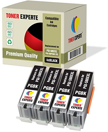 TONER EXPERTE 4 XL PGI-580XXL PGI-580PGBK XXL Druckerpatronen kompatibel für Pixma TS6150 TS6151 TS6250 TS6351 TS705 TR7550 TS8150 TS8151 TS8152 TS8250 TS8351 TS8352 TR8550 TS9150 (4 Pigmentschwarz) von TONER EXPERTE