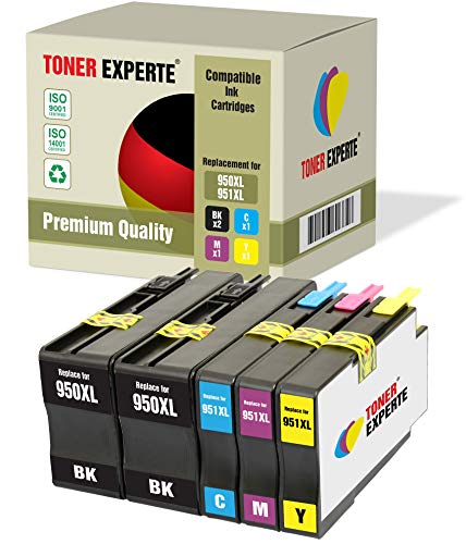 TONER EXPERTE 5 XL Druckerpatronen kompatibel für 950XL 951XL 950 XL 951 XL OfficeJet Pro 8600 8610 8620 8100 251dw 276dw 8615 8616 8625 8630 8640 8660 (2 Schwarz, Cyan, Magenta, Gelb) von TONER EXPERTE