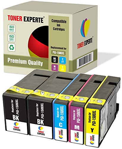 TONER EXPERTE 5 XL PGI-1500XL Druckerpatronen kompatibel für MAXIFY MB2050 MB2150 MB2350 MB2750 MB2755 MB2155 (2 Schwarz, Cyan, Magenta, Gelb) von TONER EXPERTE