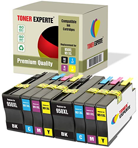 TONER EXPERTE 8 XL Druckerpatronen kompatibel für 950XL 951XL 950 XL 951 XL OfficeJet Pro 8600 8610 8620 8100 251dw 276dw 8615 8616 8625 8630 8640 8660 (2 Schwarz, 2 Cyan, 2 Magenta, 2 Gelb) von TONER EXPERTE