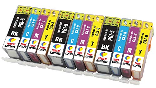 TONER EXPERTE PGI-5 CLI-8 12 XL Druckerpatronen kompatibel für Pixma iP3300 iP3500 iX4000 iX5000 MX700 MP510 MP520 PGI-5BK CLI-8C CLI-8M CLI-8Y | hohe Kapazität von TONER EXPERTE