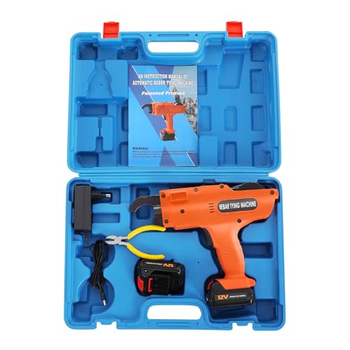 TONFEION Elektrische Bindemaschine, Drahtbindegerät Drahtbindemaschine 8mm-34mm Rebar Stahlbeton Bindemaschine mit 2 x 12V Lithium-Batterien, 4500mAh Batteriekapazität (Orange) von TONFEION