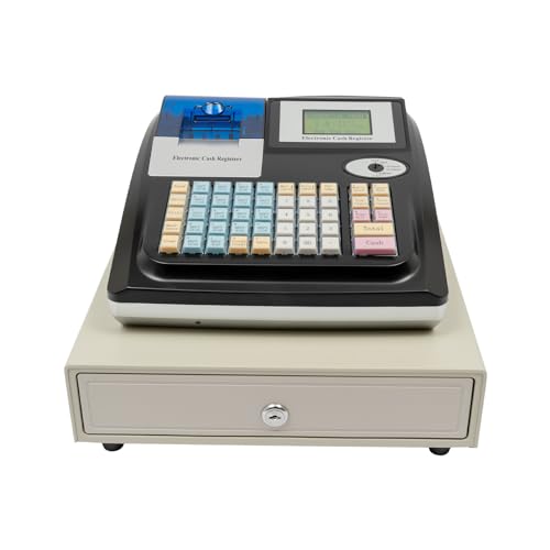 TONFEION Registrierkasse- Elektronische Kassensystem Einzelhandel mit LED Display und 48 Tasten, POS Kasse für kiosk, Restaurants, Supermärkte von TONFEION
