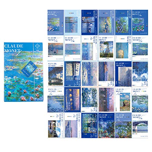 30 Stück 1 Set weltberühmte Retro-Kunst-Ölgemälde-Postkarten-Set Literarische Grußkarten Segensnachrichtskarte Postkarte in Box (Monet) von TONGTONG
