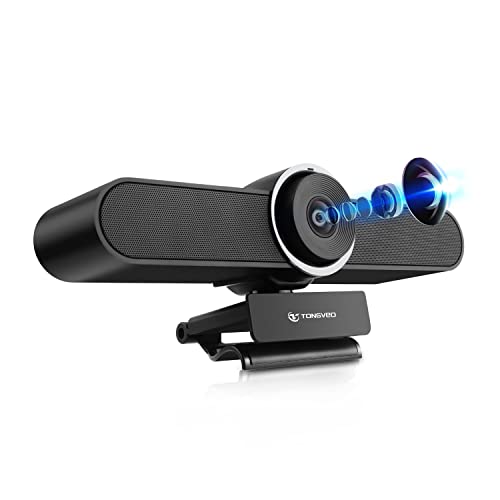 TONGVEO 4K Webcam Konferenzraum- Webkamera mit Mikrofon und Lautsprecher, Computer Videokamera Weitwinkel AI Auto Framing Doppelmikrofone Funktioniert mit Microsoft Teams, Zoom, Google Voice, PC von TONGVEO