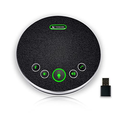 TONGVEO Bluetooth Konferenzlautsprecher,Drahtloser USB Freisprecheinrichtung 360° Sprachaufnahme mit 4 AI mikrofonen USB/Dongle/Bluetooth-Verbindung 8 Stunden Gesprächszeit für 8-12 Personen von TONGVEO