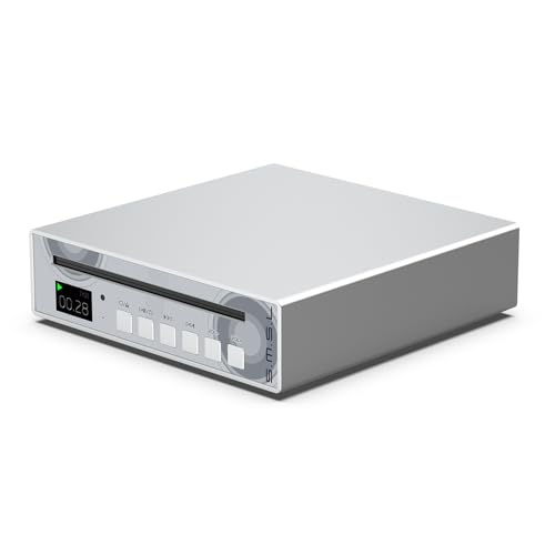 TONGYOR SMSL PL100 Desktop CD Player CS43131 Decoder Chip Kopfhörer Verstärker BCD/CD-R/CD-RW/MP3 CD RCA/3,5 mm Kopfhörer/Optisch/Koaxialer Digitalausgang CD-Eingang Fernbedienung (Silber) von TONGYOR