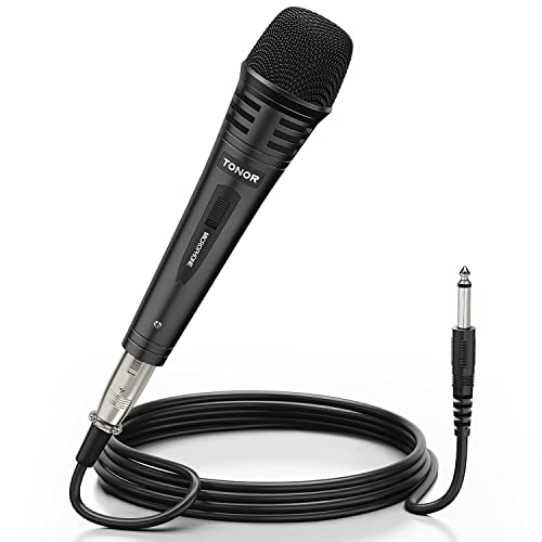 TONOR Dynamischer Mikrofon mit 16ft/5m XLR Kabel, 6,35mm Klinke Handmikrofon Microphone kompatibel mit Karaoke Maschine, Mikro mic für DVD/KTV Audio von TONOR