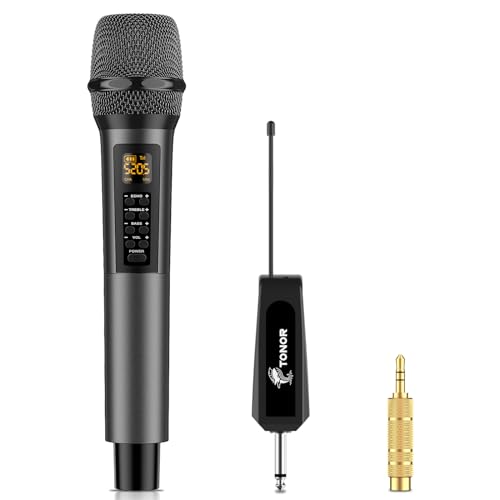 TONOR Mikrofon Kabellos mit Bass/Echo/Treble Soundeffekte, Funkmikrofon 60m Reichweite, Empfänger mit 6,35 mm & 3,5 mm Ausgang, Wireless Microphone für DJs, Reden,Kirche, Hochzeit, Karaoke, TW515 von TONOR