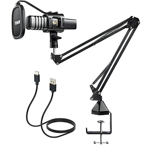 TONOR Mikrofon PC, USB Gaming Kondensatormikrofon Microphone Podcast Mic Nierencharakteristik Mikro mit Arm Popfilter Mikrofonspinne, Mikrophon für Streaming Aufnahme YouTube Twitch PS4/5, TC30+ von TONOR