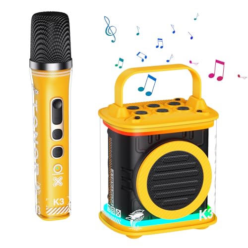 TONOR Mini Karaoke Maschine mit ein Drahtlosen Mikrofon,Tragbarer Bluetooth Karaoke Lautsprecher für Kinder Erwachsene mit LED Lichtern,Ideale Geschenke für Children Girls Boys Birthday Home Party von TONOR
