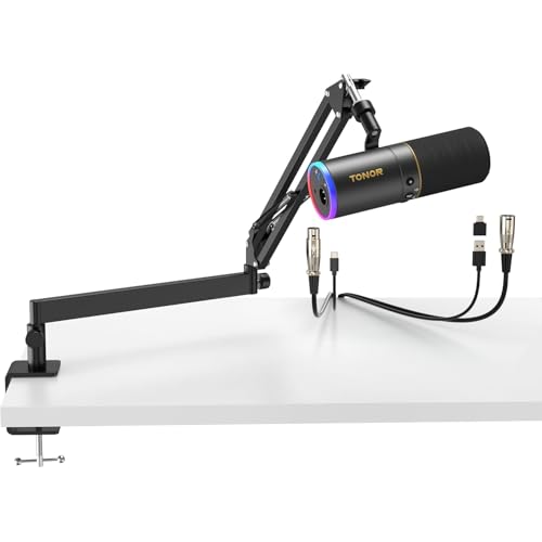 TONOR XLR/USB Gaming Mikrofon mit Low Profile Mic Arm für Podcast Streaming Studio Gesangs, Dynamisches PC Microphone mit RGB-Modi & Helligkeit einstellbar für PS4/5 Mac Mixer Soundkarten TD520S+ TONOR XLR/USB Gaming Mikrofon mit Low Profile Mic Arm für Podcast Streaming Studio Gesangs, Dynamisches PC Microphone mit RGB-Modi & Helligkeit einstellbar für PS4/5 Mac Mixer Soundkarten TD520S+ von TONOR
