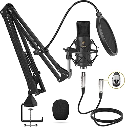 TONOR XLR Nierencharakteristik Kondensator Mikrofon Kit Professional Nieren Studio mit T20 Mikrofonarm,Mikrofonspinne,Popfilter für Aufnahme,Podcasting,Voice-Over,Streaming, Heimstudio(TC20) von TONOR