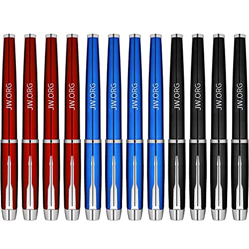 jw. ORG Metall Clip Top Ball Point schwarz Tinte feine Spitze Executive Schutzhülle Stift mit Einsatz für Gifting Farbe Sortiment rot, blau, schwarz 12 Stück rot von TONOS