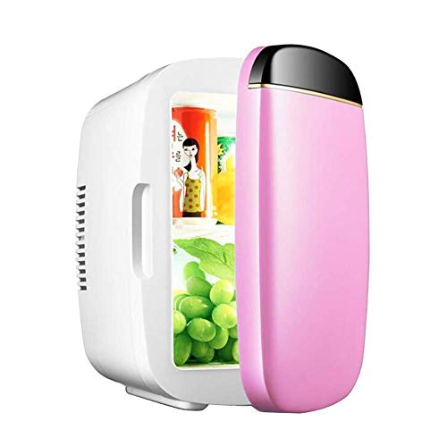 TONPOP Tragbare elektrische Kühlbox, 6 l, Auto-Kühlschrank, Mini-Heizung und Kühlung für Auto und Zuhause, kompakter, geräuscharmer Mini-Kühlschrank (Rosa) von TONPOP