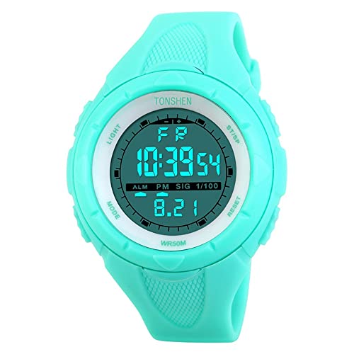 TONSHEN Damen Kinder Sportuhr Wasserdicht Digital Uhr Plastik Uhren Multifunktion Stoppuhr Kalender LED Licht Damenuhr von TONSHEN