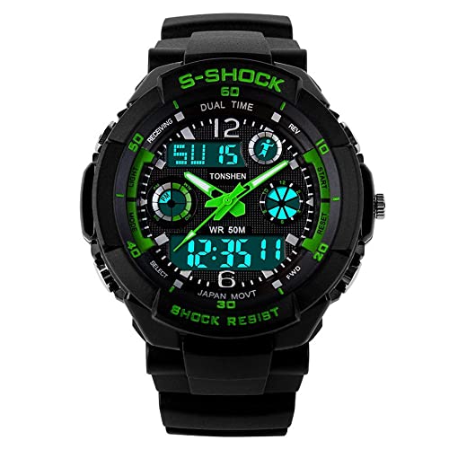 TONSHEN Digital Herren Armbanduhr Outdoor Militär Chronographen Analog Quarz Uhr Sportuhr Stoppuhr Tactical Wasserdicht Plastik Uhren für Männer von TONSHEN