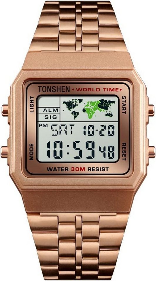 TONSHEN Fashion Luxus Unisex Digital Sport Watch, Plastik Uhren und Edelstahl Band LED Elektronik Doppelte TONSHEN Fashion Luxus Unisex Digital Sport Watch, Plastik Uhren und Edelstahl Band LED Elektronik Doppelte von TONSHEN