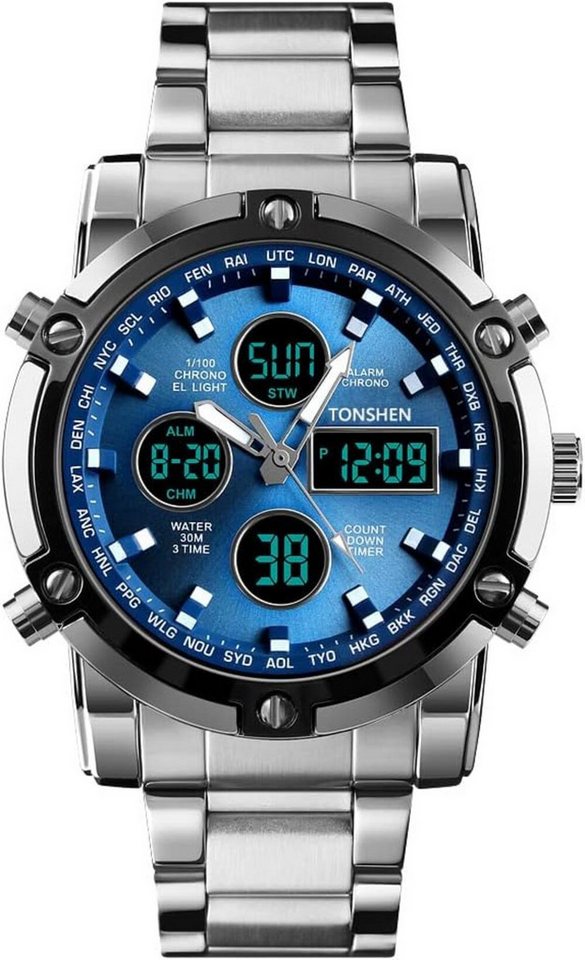 TONSHEN Fur Herren Fashion Digital Watch, mit DatumCountdown Alarm Casual Sport LED Elektronik Analog Quarz DREI von TONSHEN