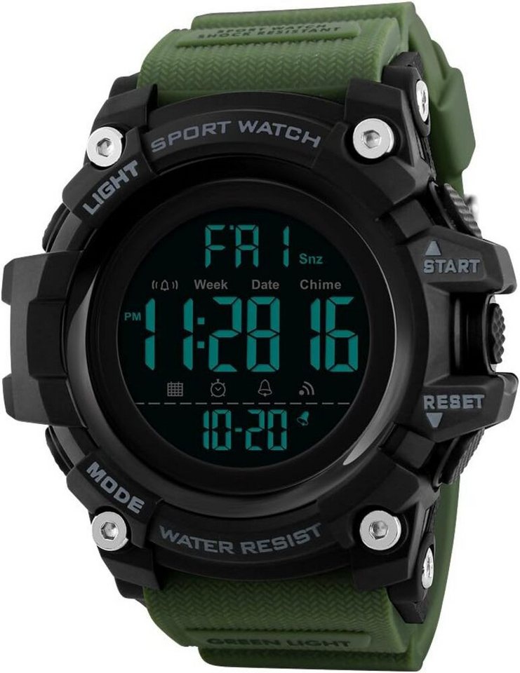 TONSHEN Fur Herren Sport 50M Wasserdicht Groß Plastik Lünetten Watch, mit Kautschuk Band Digital LED Elektronik Countdown Dopelte Zeit Alarm von TONSHEN