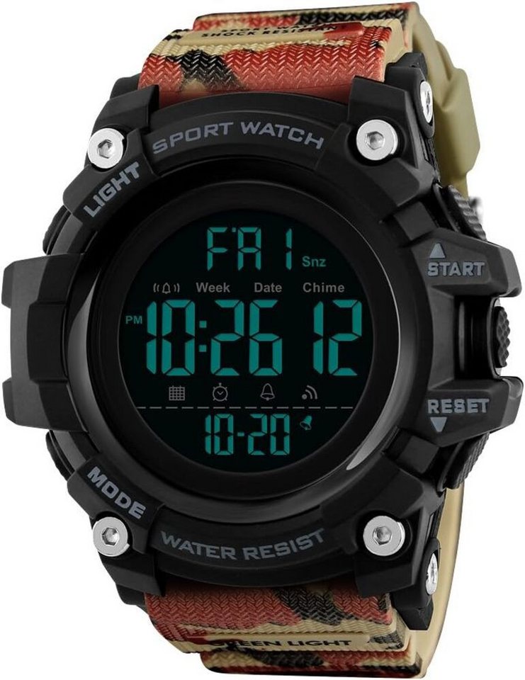 TONSHEN Fur Herren Sport 50M Wasserdicht Groß Plastik Lünetten Watch, mit Kautschuk Band Digital LED Elektronik Countdown Dopelte Zeit Alarm von TONSHEN