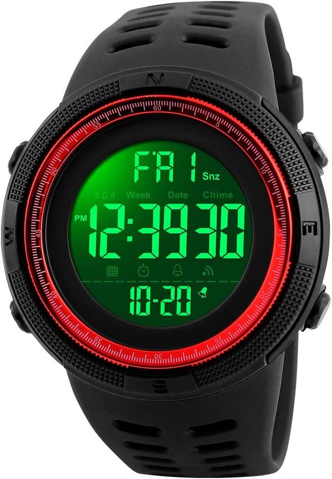 TONSHEN Fur Herren Sport Wasserdicht LED Tactical Militär Watch, mit Silikon Modisch Digital Quarzuhr Doppel Zeit Kalender Alarm Stopp von TONSHEN