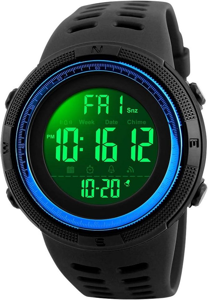 TONSHEN Fur Herren Sport Wasserdicht LED Tactical Militär Watch, mit Silikon Modisch Digital Quarzuhr Doppel Zeit Kalender Alarm Stopp von TONSHEN