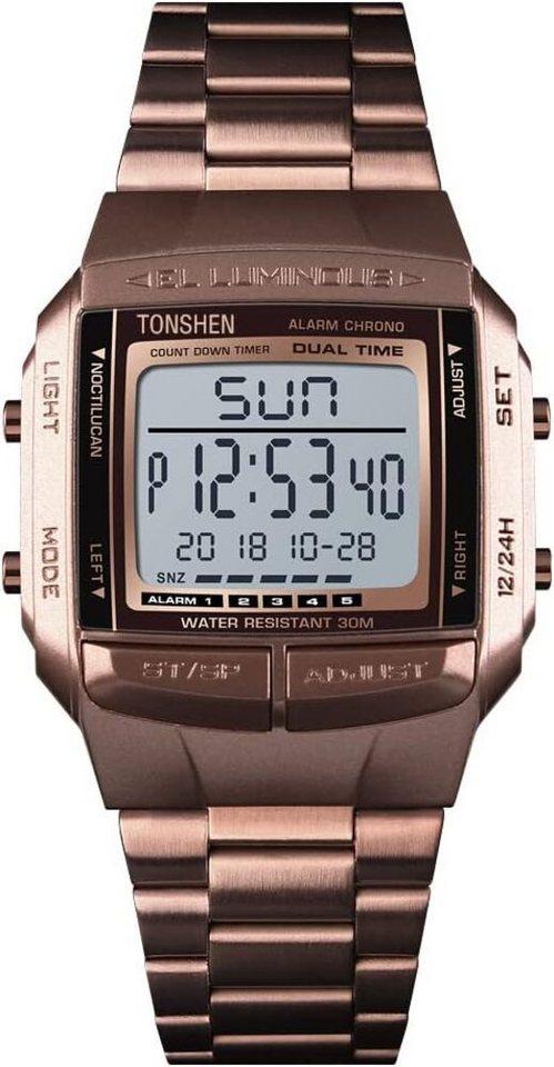 TONSHEN Fur Herren und Damen mit Kautschuk Band Watch, mit Multifunktional LED Elektronik Doppelte Zeit Alarm Stopp Sport von TONSHEN