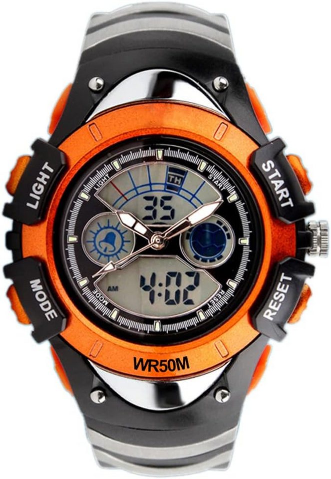 TONSHEN Fur Kinder Multifunktional Outdoor Militär Sport Watch, mit 50M Wasserdicht Analog Quarz LED Doppelte Zeit Digital von TONSHEN