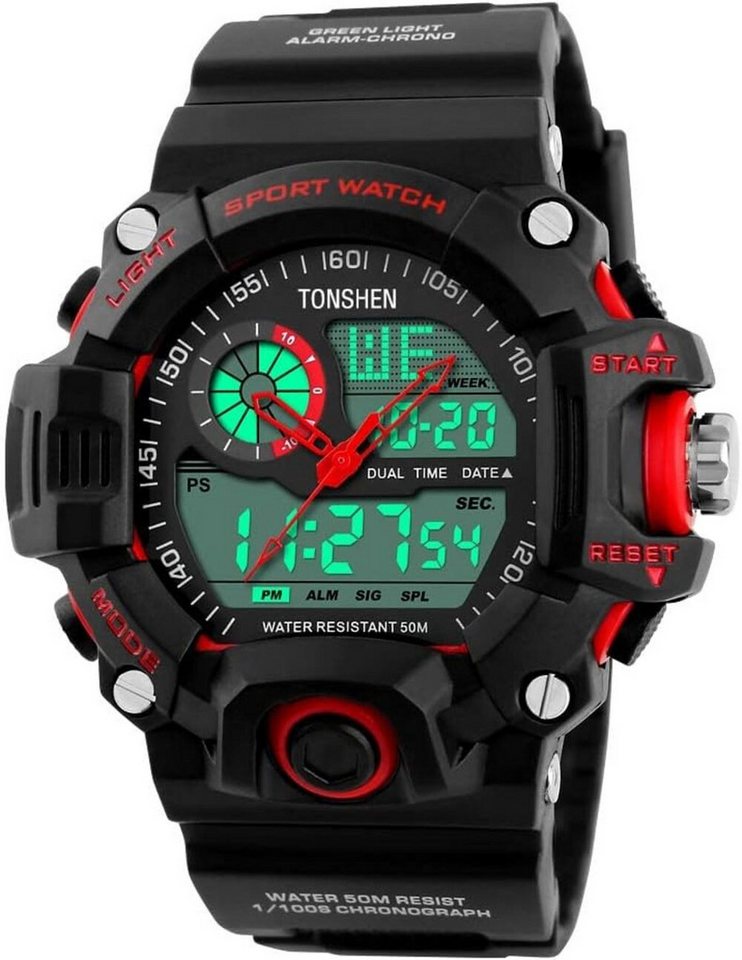 TONSHEN Fur Männer Militär Tactical Multifunktional Watch, mit LED Digital Sport Analog Quarz Wasserdicht Lichter Datum Alarm von TONSHEN