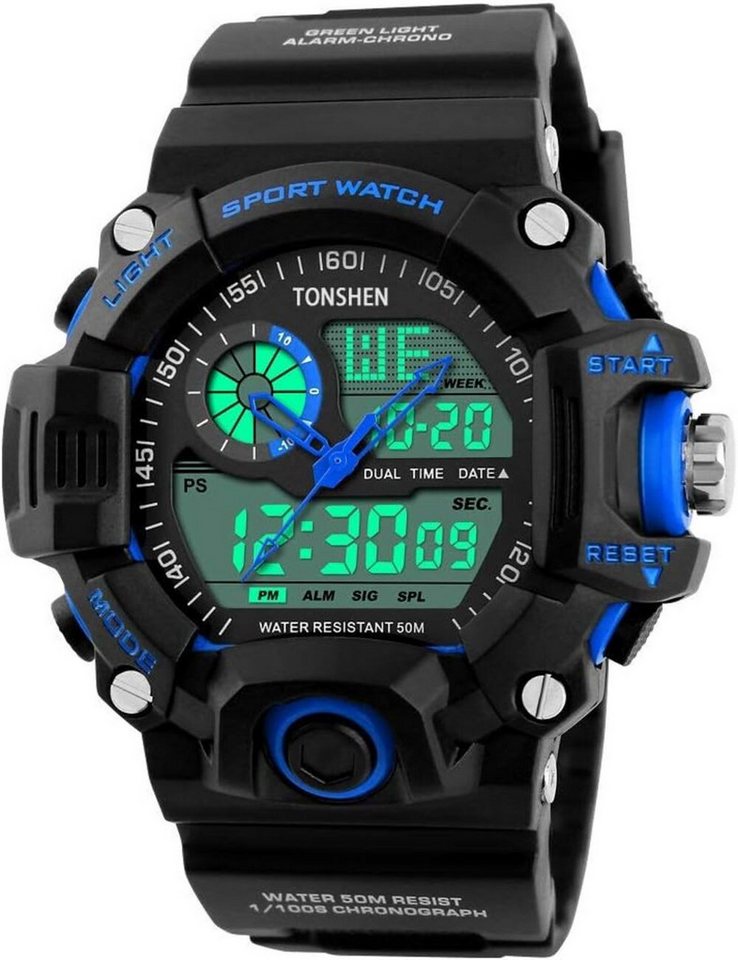 TONSHEN Fur Männer Militär Tactical Multifunktional Watch, mit LED Digital Sport Analog Quarz Wasserdicht Lichter Datum Alarm von TONSHEN