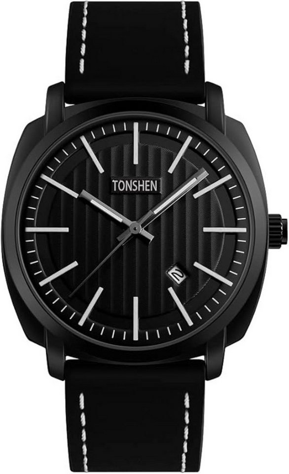 TONSHEN Herrenuhr Einfaches Design Analog Quarz Watch, Casual Edelstahl Lünette mit Leder Outdoor Sportuhr TONSHEN Herrenuhr Einfaches Design Analog Quarz Watch, Casual Edelstahl Lünette mit Leder Outdoor Sportuhr von TONSHEN