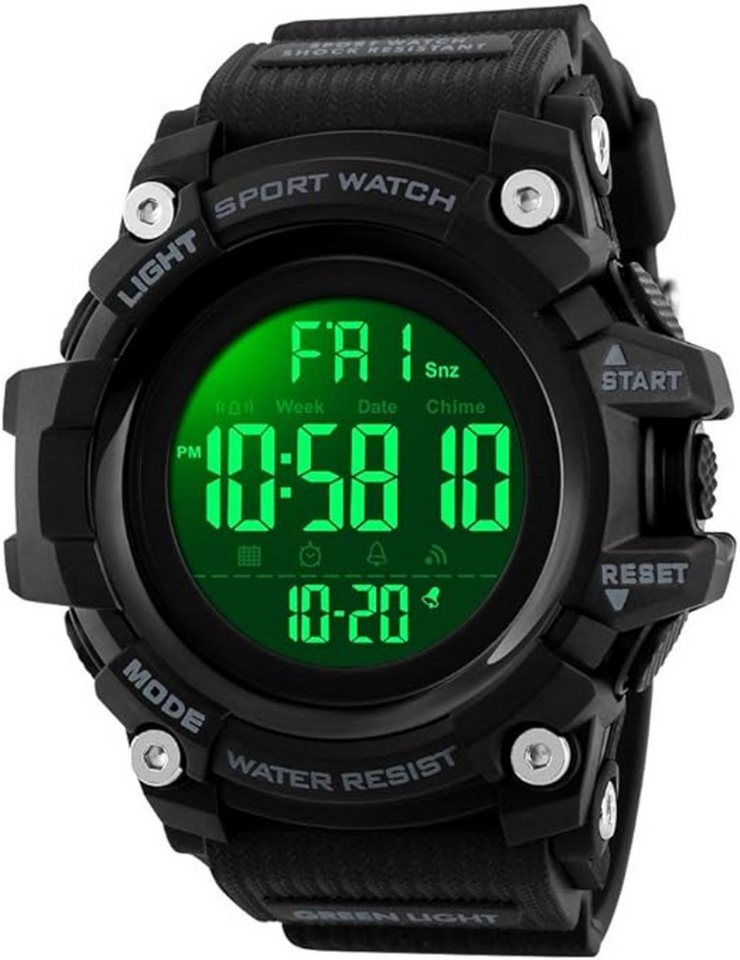 TONSHEN Herrenuhr LED Elektronik Multifunktional 50M Wasserdicht Watch, 50M Wasserdicht Uhren Doppelte Zeit Digitauhr Sportuhr Alarm TONSHEN Herrenuhr LED Elektronik Multifunktional 50M Wasserdicht Watch, 50M Wasserdicht Uhren Doppelte Zeit Digitauhr Sportuhr Alarm von TONSHEN