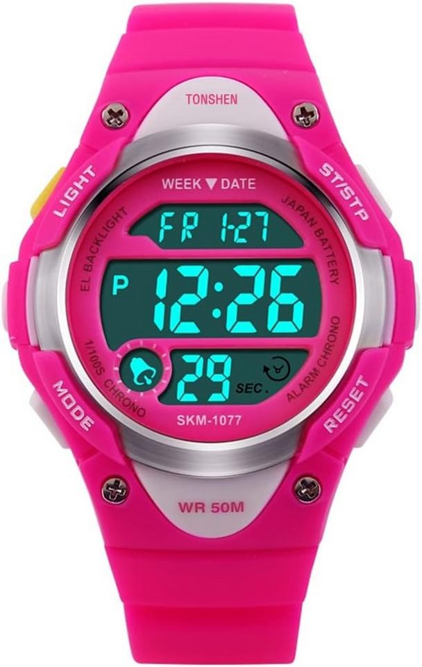TONSHEN Kinder Digitaluhr Outdoor 50M Wasserdicht Plastik Lünetten Watch, mit Kautschuk Band Uhren Multifunktion Sportuhr Kalender Datum von TONSHEN