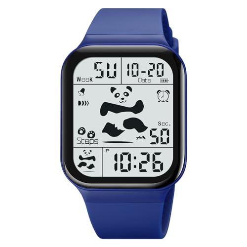 TONSHEN Kinder Sport Uhren LED Elektronik Digitaluhr Multifunktion 50M Wasserdicht Alarm Stoppuhr Plastik Lünetten mit Kautschuk Band Junge Mädchen Uhren (Blau) von TONSHEN