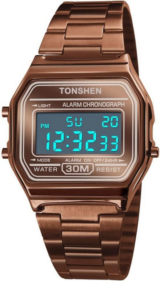 TONSHEN Multifunktionale Mit Funktionen wie Datum, Kalender, Alarm, Stoppuhr Watch, mit EL-Hintergrundbeleuchtung Beleuchtung eine einfache Zeitablesung von TONSHEN