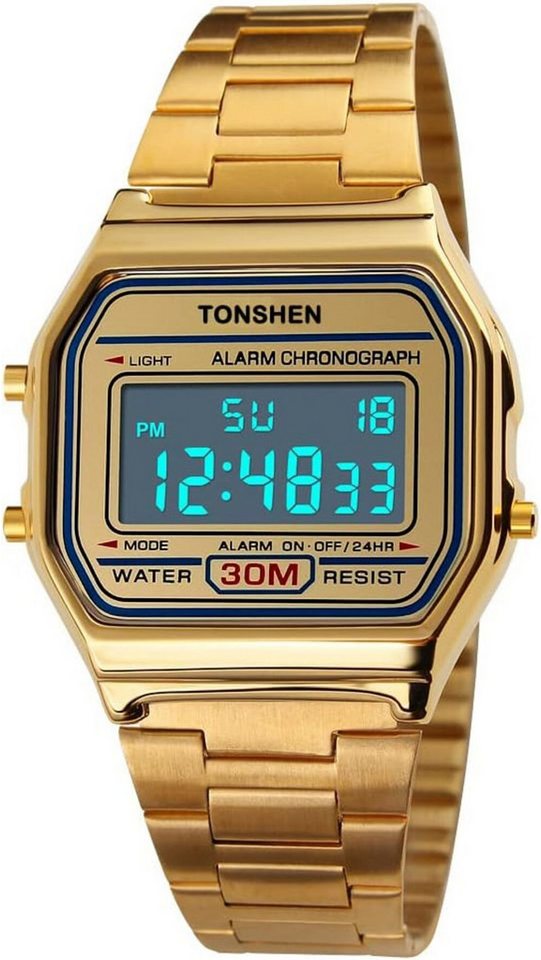 TONSHEN Multifunktionale Mit Funktionen wie Datum, Kalender, Alarm, Stoppuhr Watch, mit EL-Hintergrundbeleuchtung Beleuchtung eine einfache Zeitablesung von TONSHEN