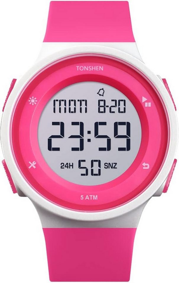 TONSHEN Outdoor Sport Uhren Herrenuhr Damenuhr 50M Wasserdicht Watch, LED Elektronik Doppelte Zeit Countdown Alarm Stoppuhr von TONSHEN