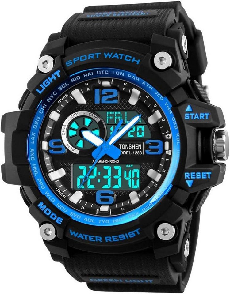 TONSHEN Praktische Funktionen mit Datums und Kalenderanzeige, Countdown, Alarm Watch, Wasserdicht bis 50 Meter Ideal für Schwimmen, Baden oder Wassersport von TONSHEN