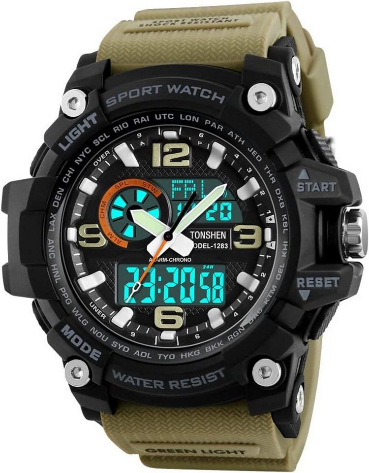 TONSHEN Praktische Funktionen mit Datums und Kalenderanzeige, Countdown, Alarm Watch, Wasserdicht bis 50 Meter Ideal für Schwimmen, Baden oder Wassersport von TONSHEN