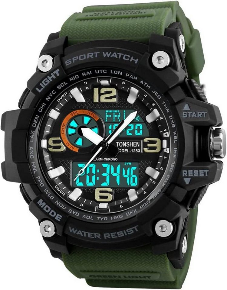TONSHEN Praktische Funktionen mit Datums und Kalenderanzeige, Countdown, Alarm Watch, Wasserdicht bis 50 Meter Ideal für Schwimmen, Baden oder Wassersport von TONSHEN