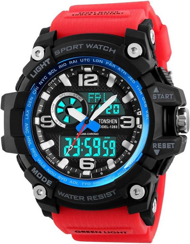 TONSHEN Praktische Funktionen mit Datums und Kalenderanzeige, Countdown, Alarm Watch, Wasserdicht bis 50 Meter Ideal für Schwimmen, Baden oder Wassersport TONSHEN Praktische Funktionen mit Datums und Kalenderanzeige, Countdown, Alarm Watch, Wasserdicht bis 50 Meter Ideal für Schwimmen, Baden oder Wassersport von TONSHEN