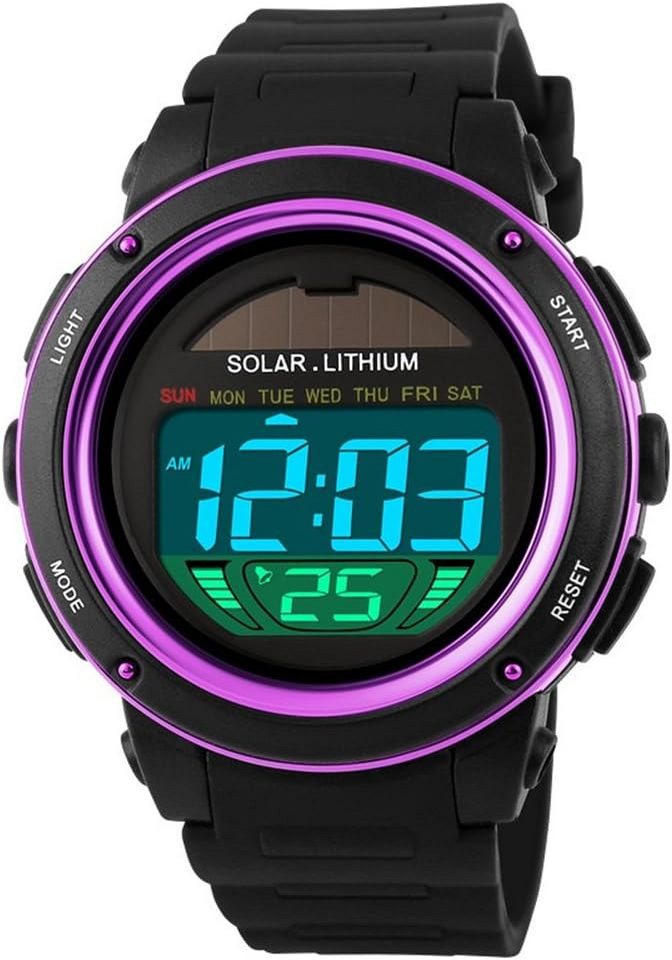TONSHEN Unisex Solar Digital Uhren Mode LED Outdoor 50M Wasserdicht Militär Watch, Kalender Alarm Stoppuhr Armbanduhr für Mann, Frau Jugendliche von TONSHEN