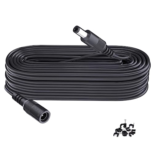 Tonton 10M DC Verlängerungskabel, DC 5,5mm x 2,1mm Netzteil Adapter Verlängerung Kabel mit Kabelschellen, 5521 Buchse auf Stecker für CCTV Überwachungskamera, IP-Netzwerkkamera, DVRs NVR usw. Schwarz von TONTON