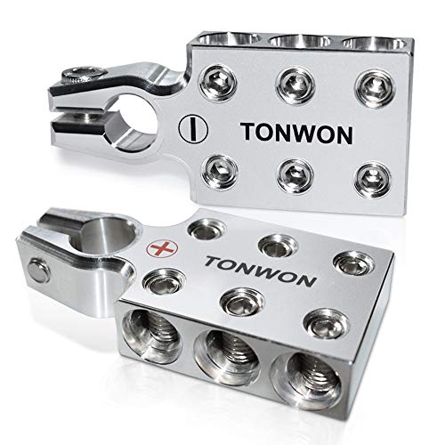 TONWON 6x00 (2/0) AWG Blei-Säure-Batterieklemmen Klemme, Positiv und Negativ (+/-) (Paar) Konischer oberer Stift (A6HD) von TONWON