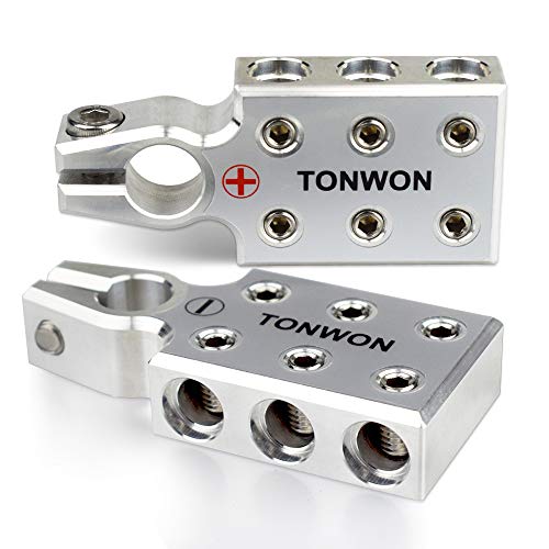 TONWON 6x1/0 AWG Blei-Säure-Batterieklemmen Klemme, Positiv und Negativ (+/-) (Paar) Konischer oberer Stift (A6) von TONWON