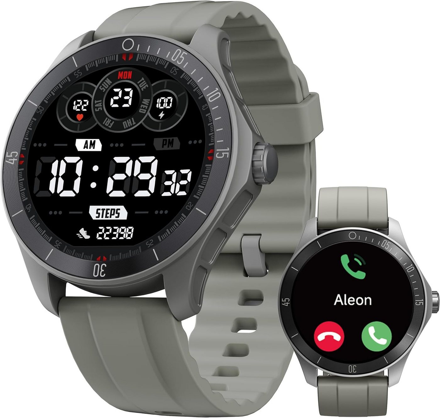 TOOBUR Fur Herren mit Alexa Eingebaut Telefonfunktion Schrittzähler Smartwatch (1.73 Zoll, Android iOS), mit Herzfrequenz Schlafüberwachung Pulsmesser IP68 Wasserdicht von TOOBUR