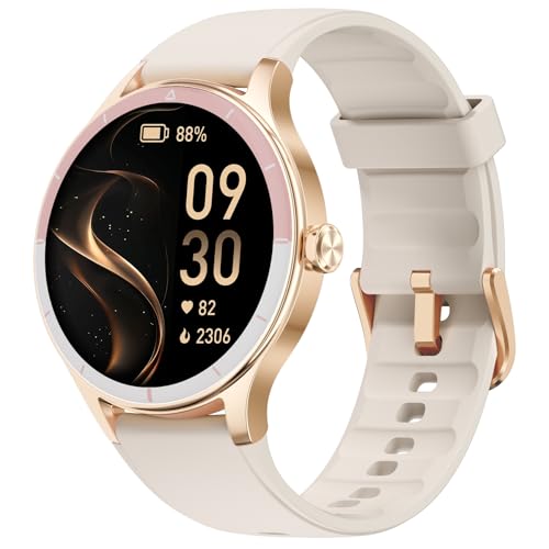 TOOBUR Smartwatch Damen Rund, Schrittzähler & Fitness Uhr für Laufen/Alltag, 100+ Sportmodi, Elegant Frauen Smart Watch Android/iOS Kompatibel, Telefonfunktion mit Anrufe, IP68 Wasserdicht, Beige TOOBUR Smartwatch Damen Rund, Schrittzähler & Fitness Uhr für Laufen/Alltag, 100+ Sportmodi, Elegant Frauen Smart Watch Android/iOS Kompatibel, Telefonfunktion mit Anrufe, IP68 Wasserdicht, Beige von TOOBUR