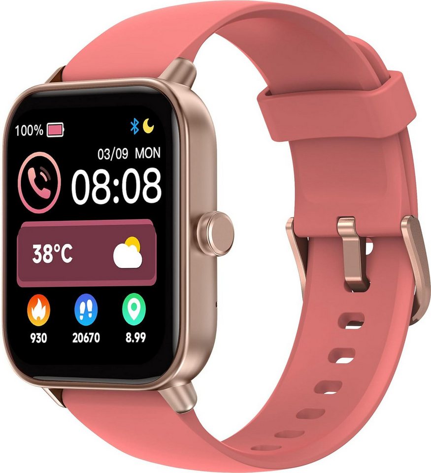 TOOBUR für Damen mit Alexa und Telefonfunktion IP68 Wasserdicht Smartwatch (1.8 Zoll, Android / iOS), mit 100 Sports, 24/7 Puls, Schrittzähler und Fitness-Tracker von TOOBUR